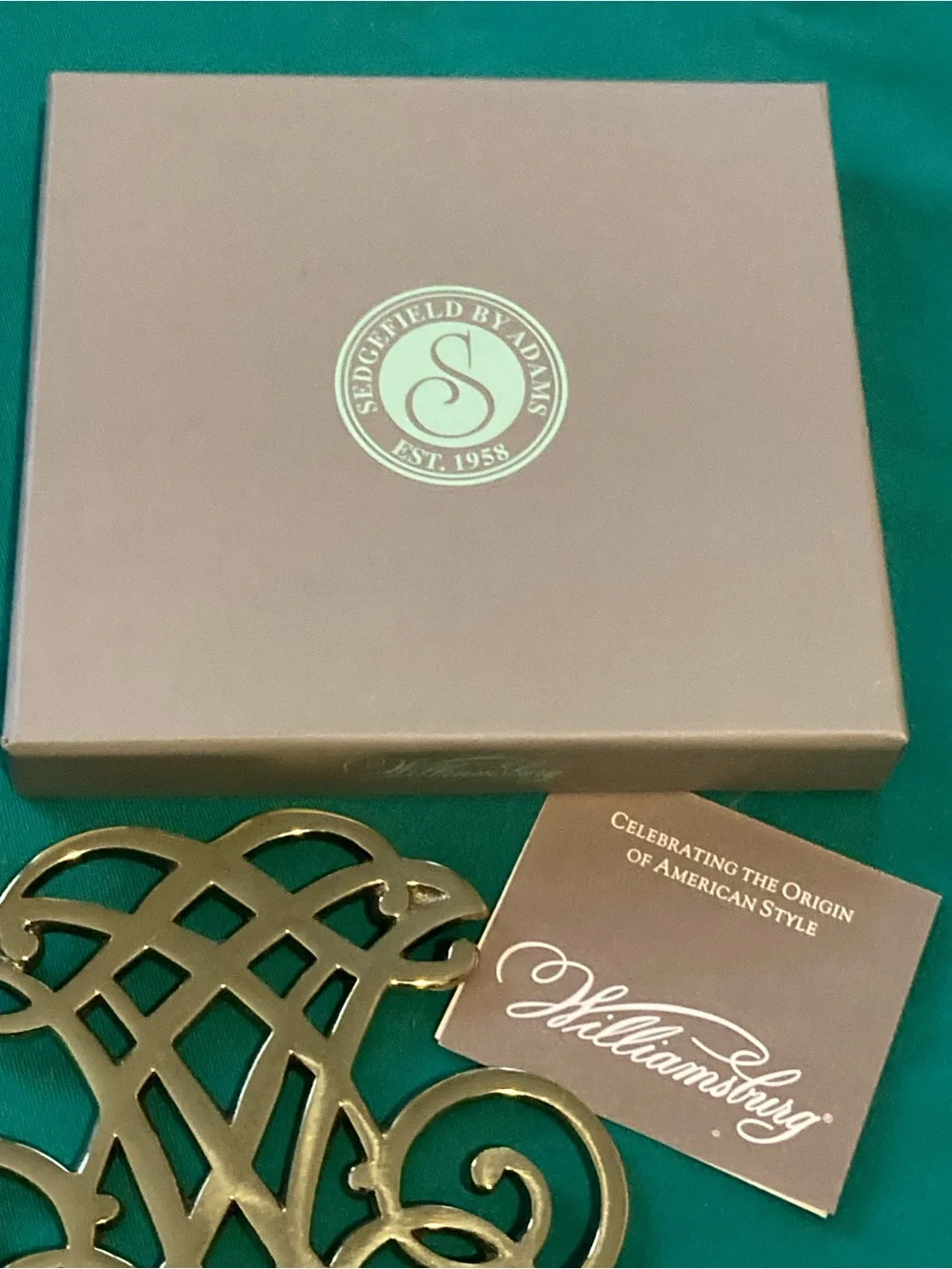 Thomas Jefferson Williamsburg Brass Sedgefield Trivet NIB